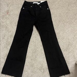 Mango Black High-Waist Flared Jeans